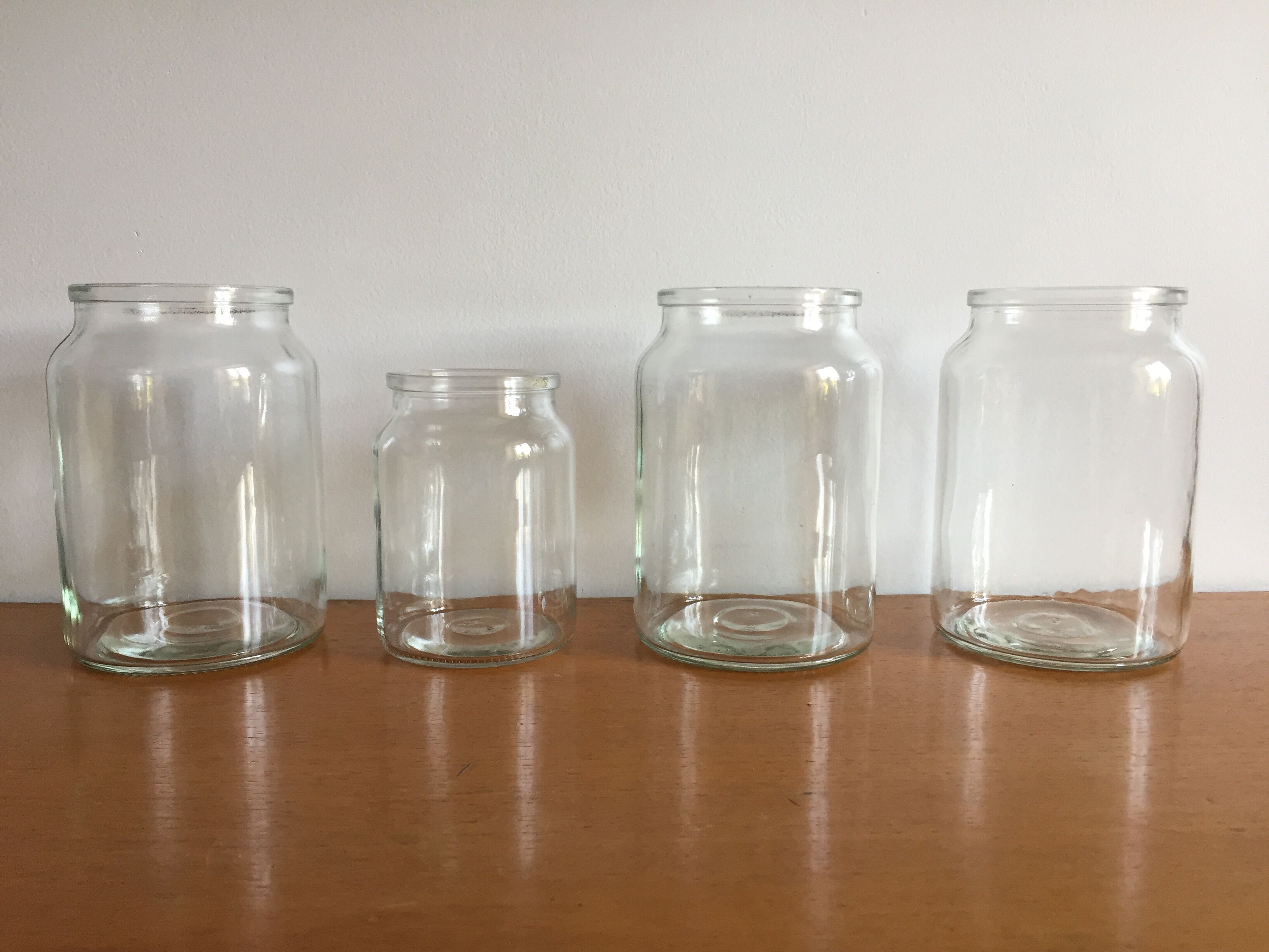 Lot of 4 vintage glass jars