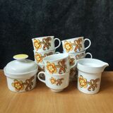 Ensemble 11 tasses à café, sucrier et pichet à lait Wunsiedel Bavaria vintage