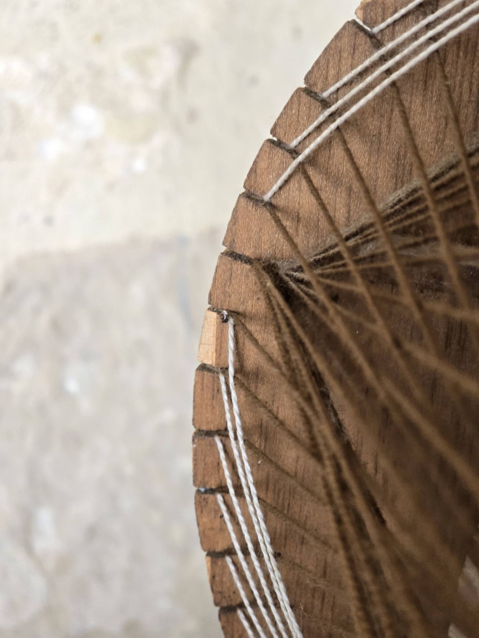 Vintage Scandinavian suspension string art wood and thread – 1970s design