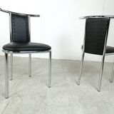 Chaises de salle à manger vintage postmodernes chromées, 1980