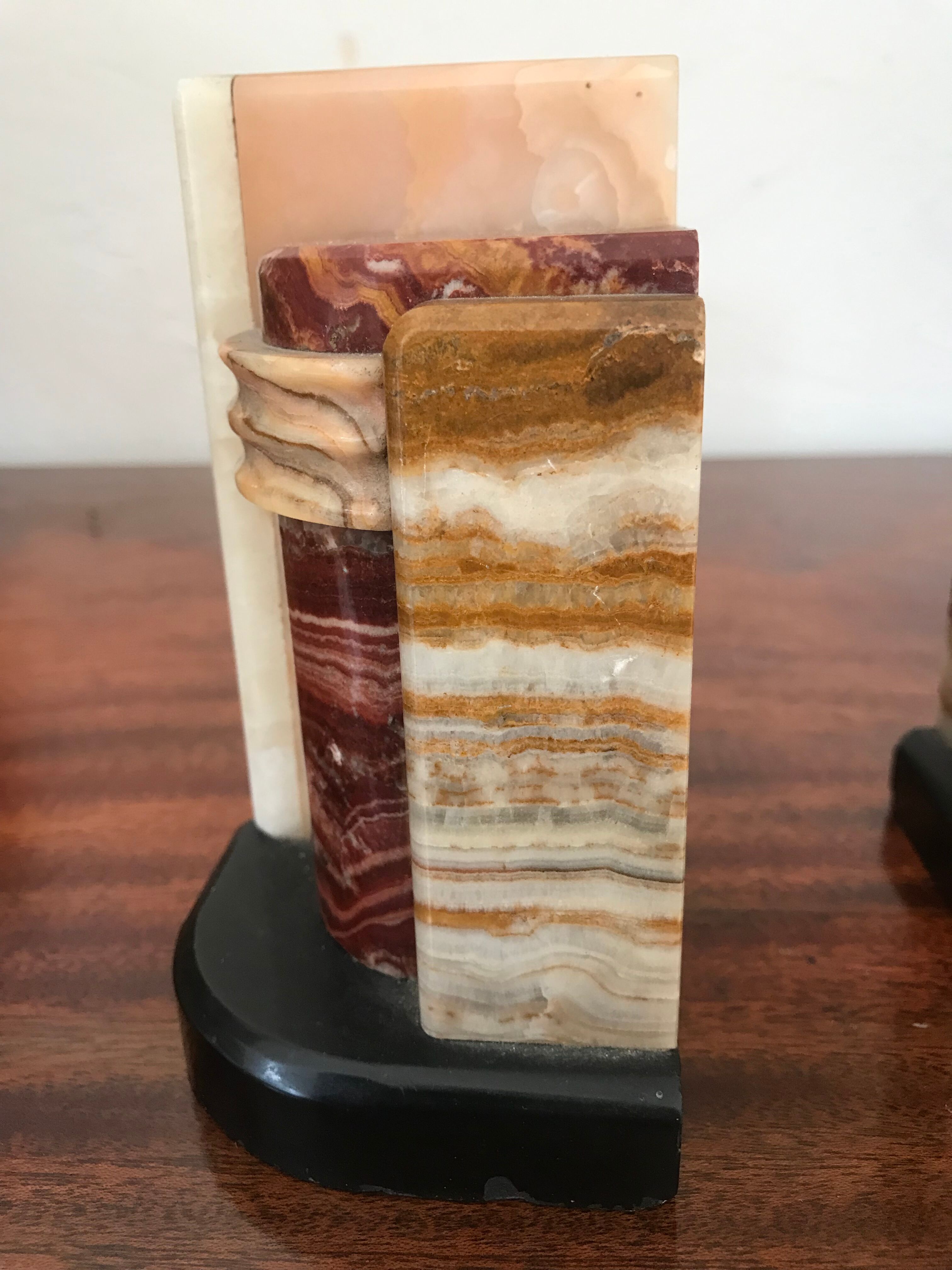 Pair of Art Deco marble book clamts