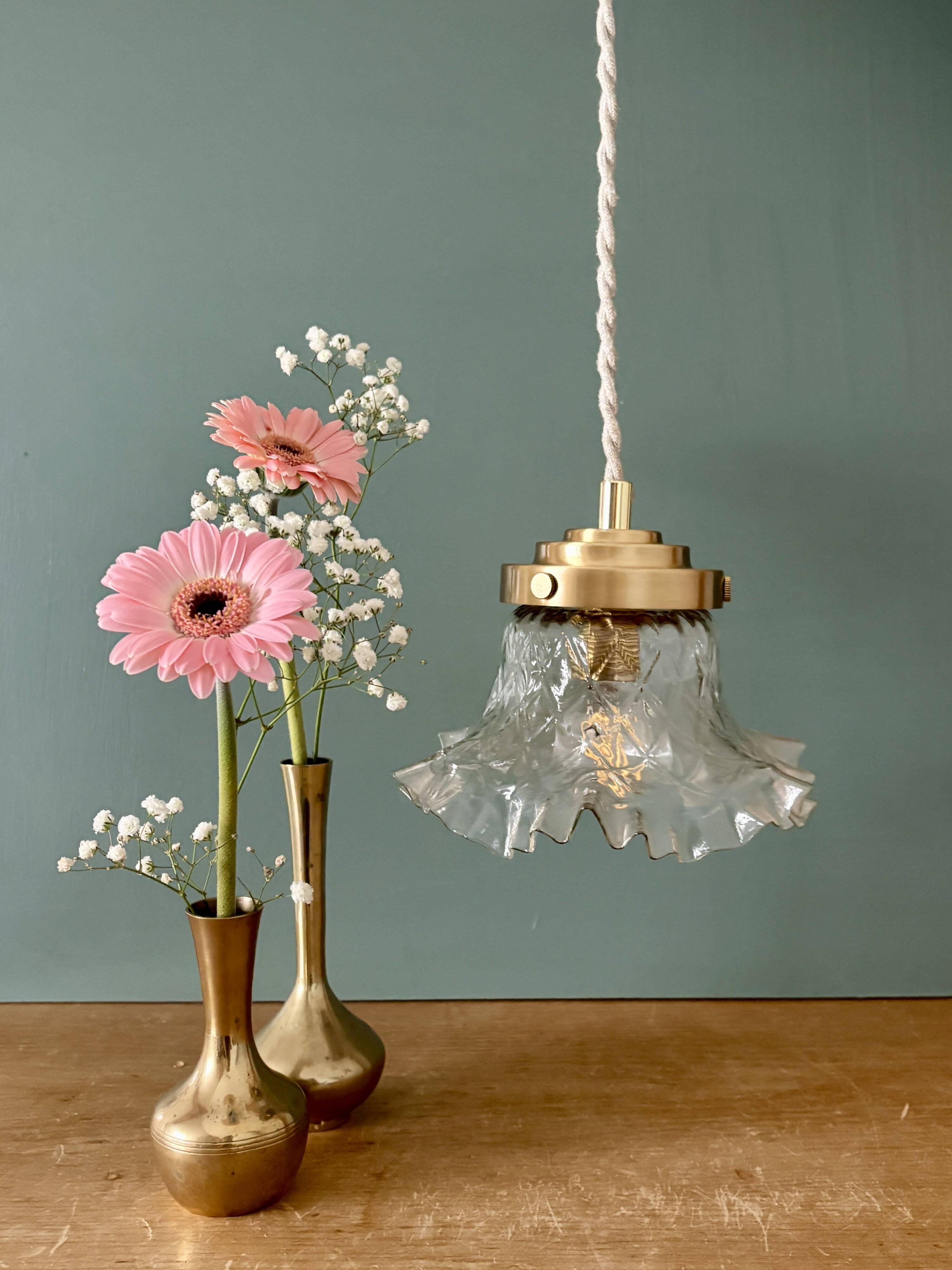 Suspension abat-jour vintage en verre