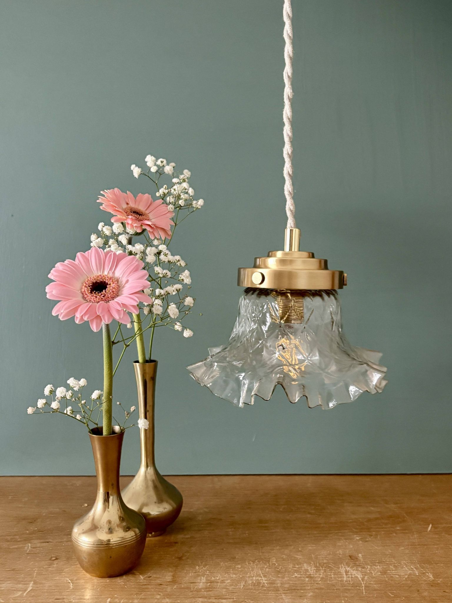 Suspension abat-jour vintage en verre