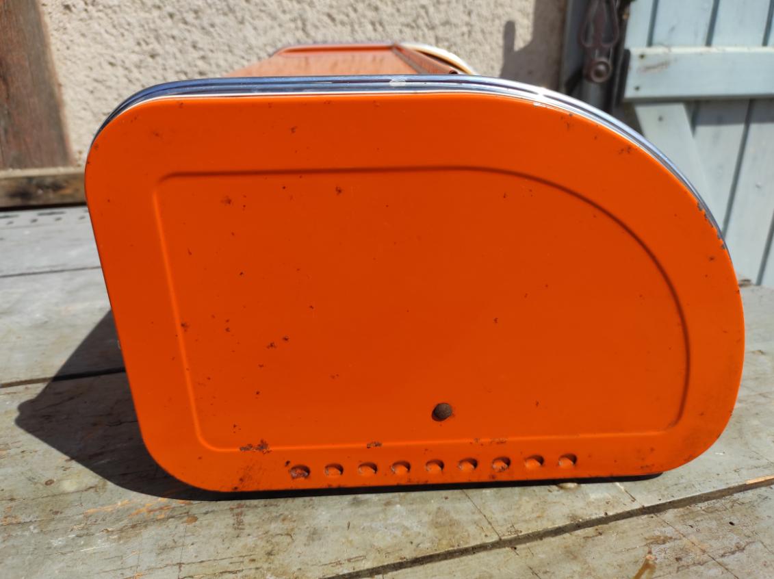 vintage orange bread hutch 70s