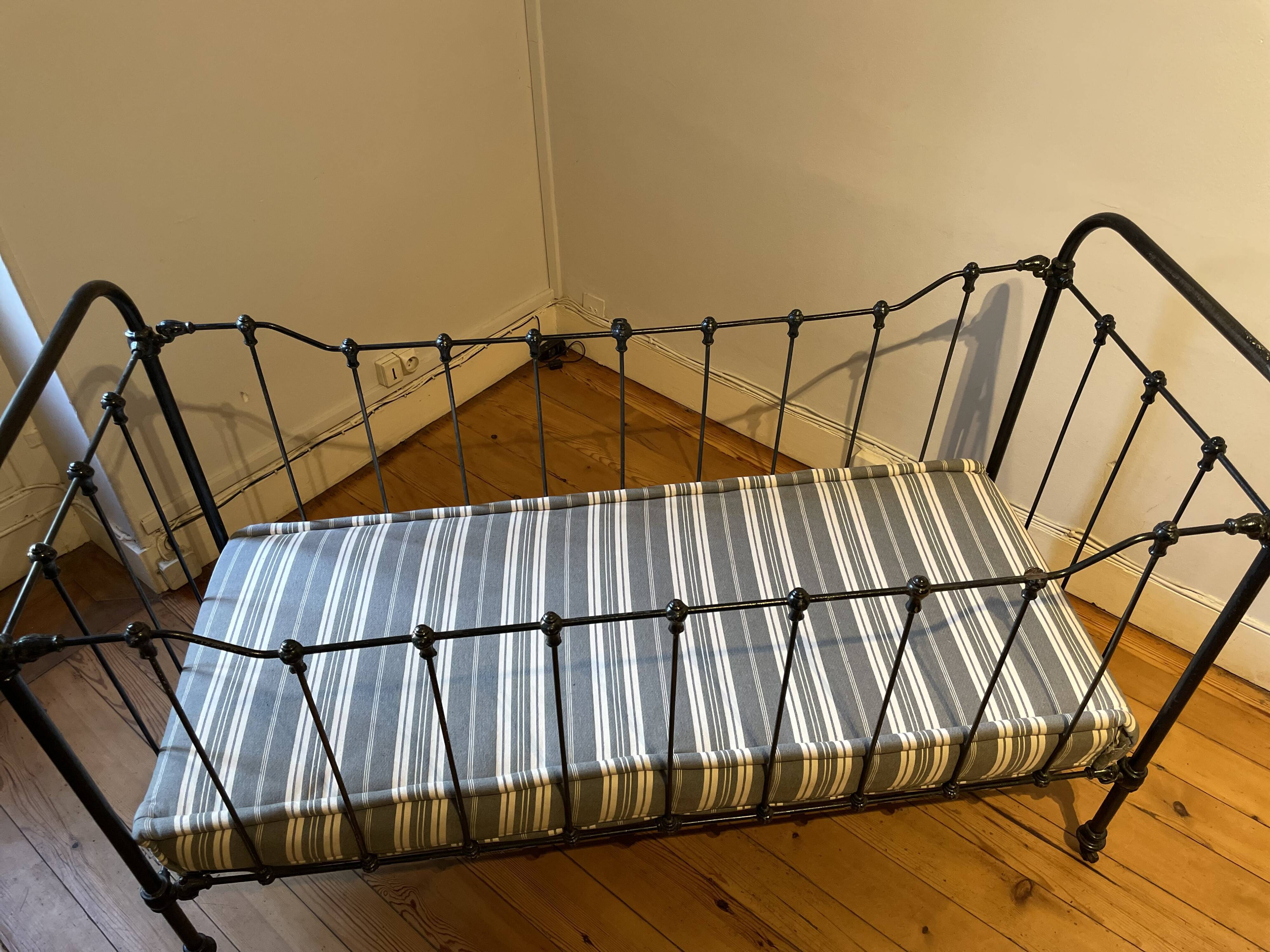 Wrought iron cot renovated with mattress