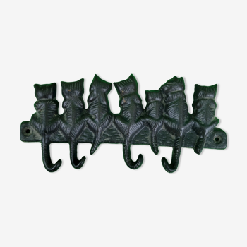 Wall key ring cat cast iron
