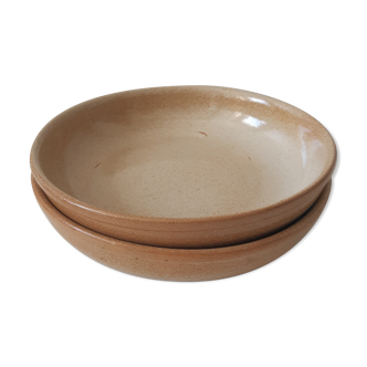 Set of 2 hollow plates in vintage sandstone