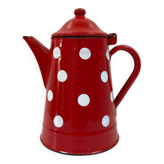 Cafetière émaillée à pois des années 70 - 1L