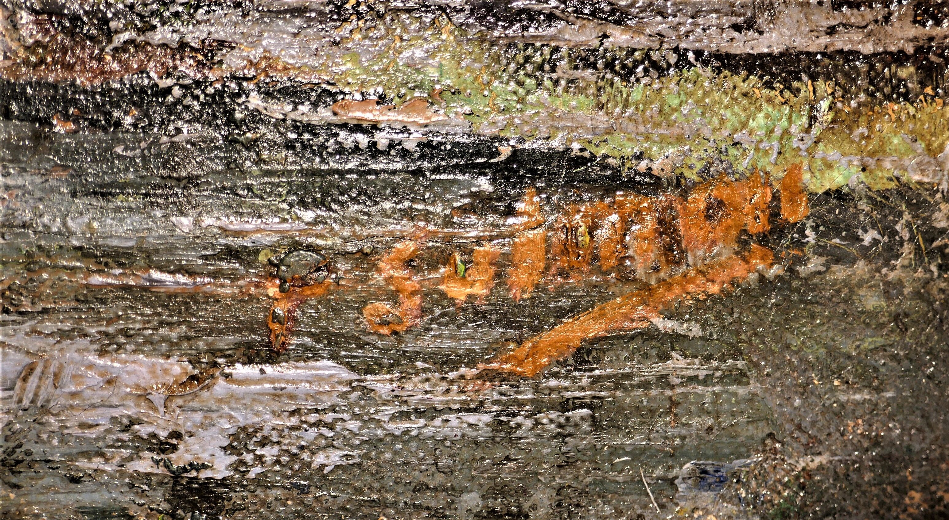 Ancient painting "The Lord's House" landscape signed