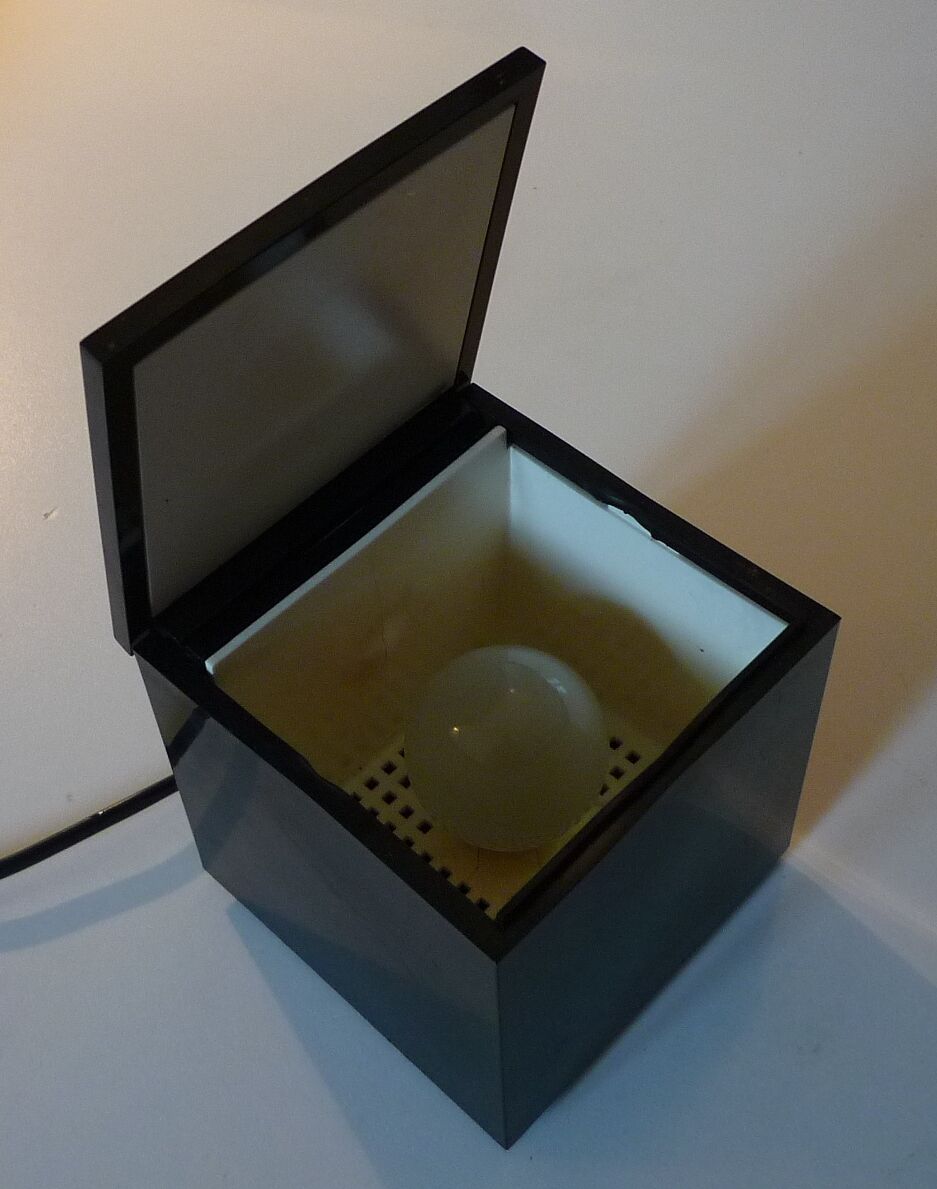 Cuboluce Cini & Nils black cube lamp, EO Opi 70s