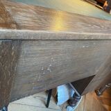 Solid wood desk and green leather writing pad