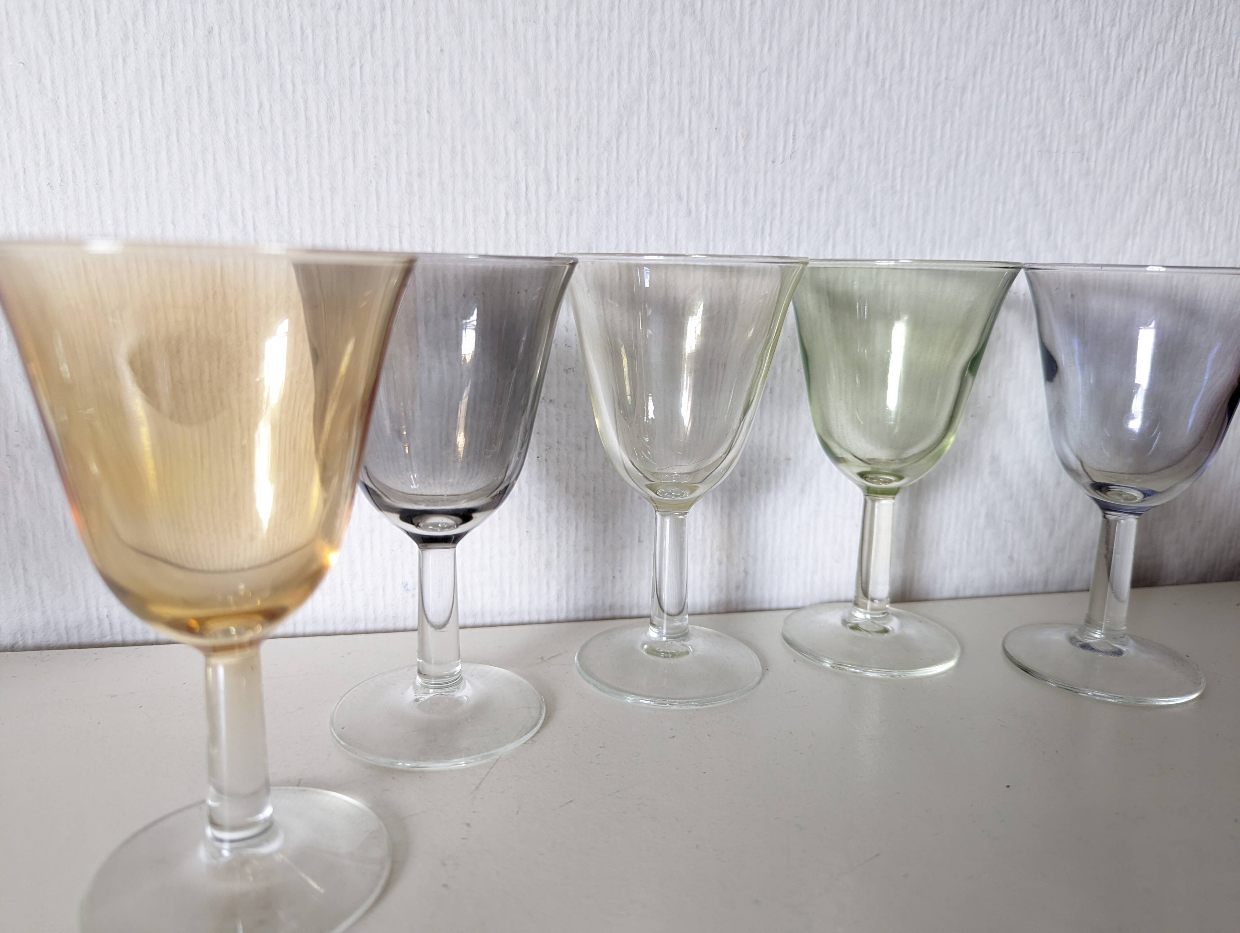 set of 6 glasses for cooked wine, multicolored pearly Arlequin digestif