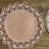 11 dessous de verre en dentelle main  rose