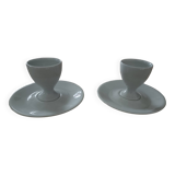 2 white egg cups in Limoges porcelain