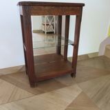 Shelf-Display case-with mirror & glass-Empire style-Walnut stain-1 drawer