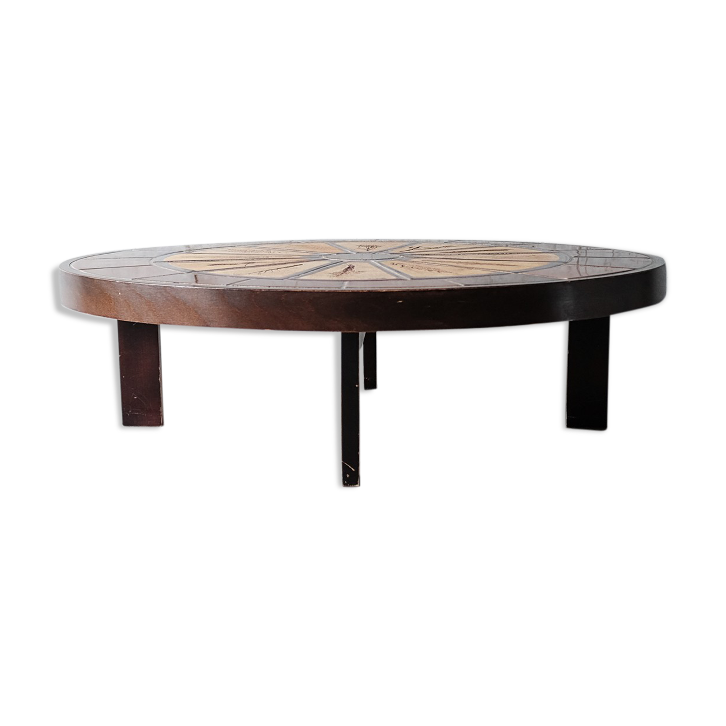 Coffee table "herbarium" oval bu Roger Capron in ceramic circa 1965