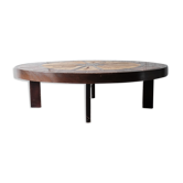 Coffee table "herbarium" oval bu Roger Capron in ceramic circa 1965