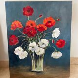 Peinture sur toile bouquet de fleurs dans un vase