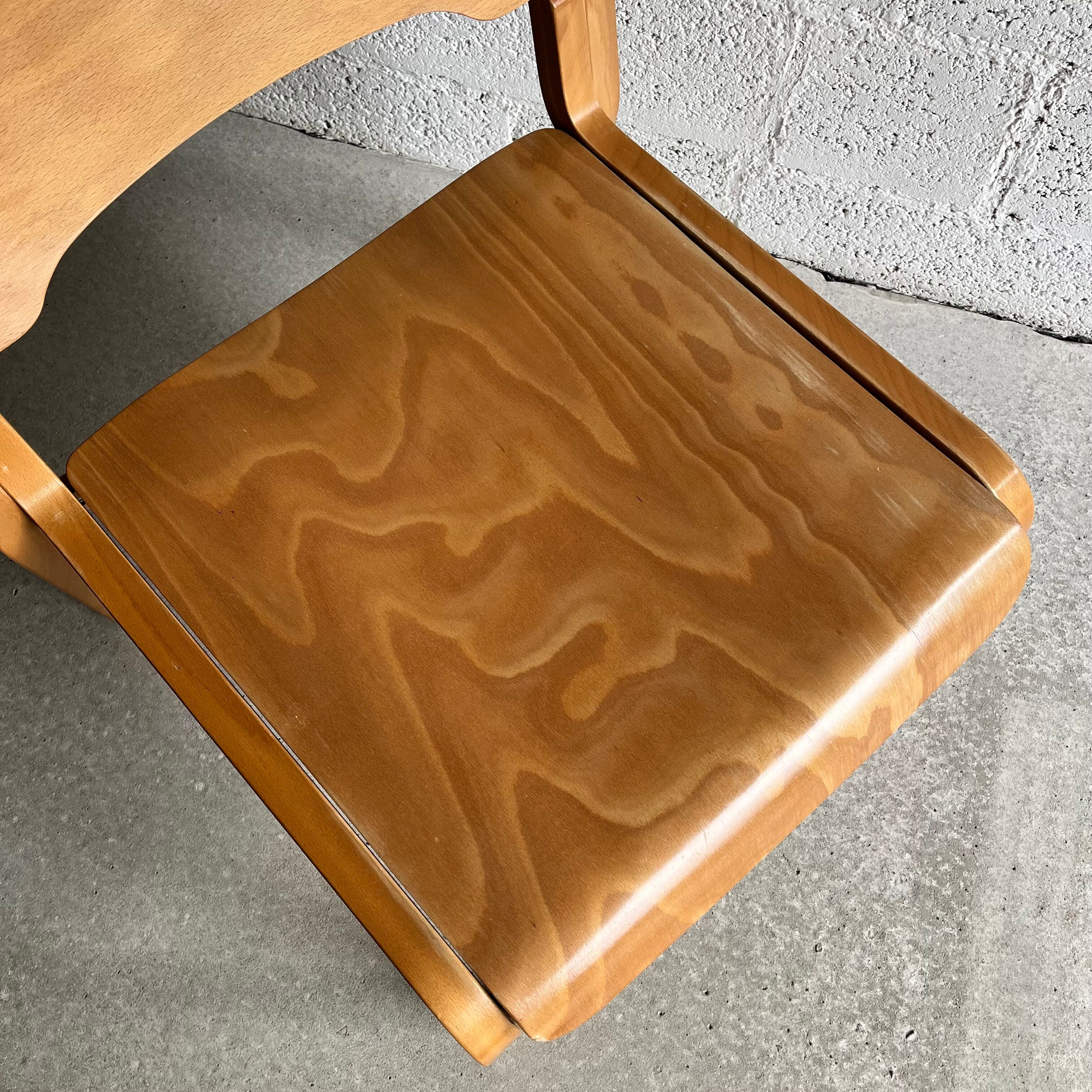 Pair of armchairs blond wood molded 80s