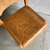 Pair of armchairs blond wood molded 80s