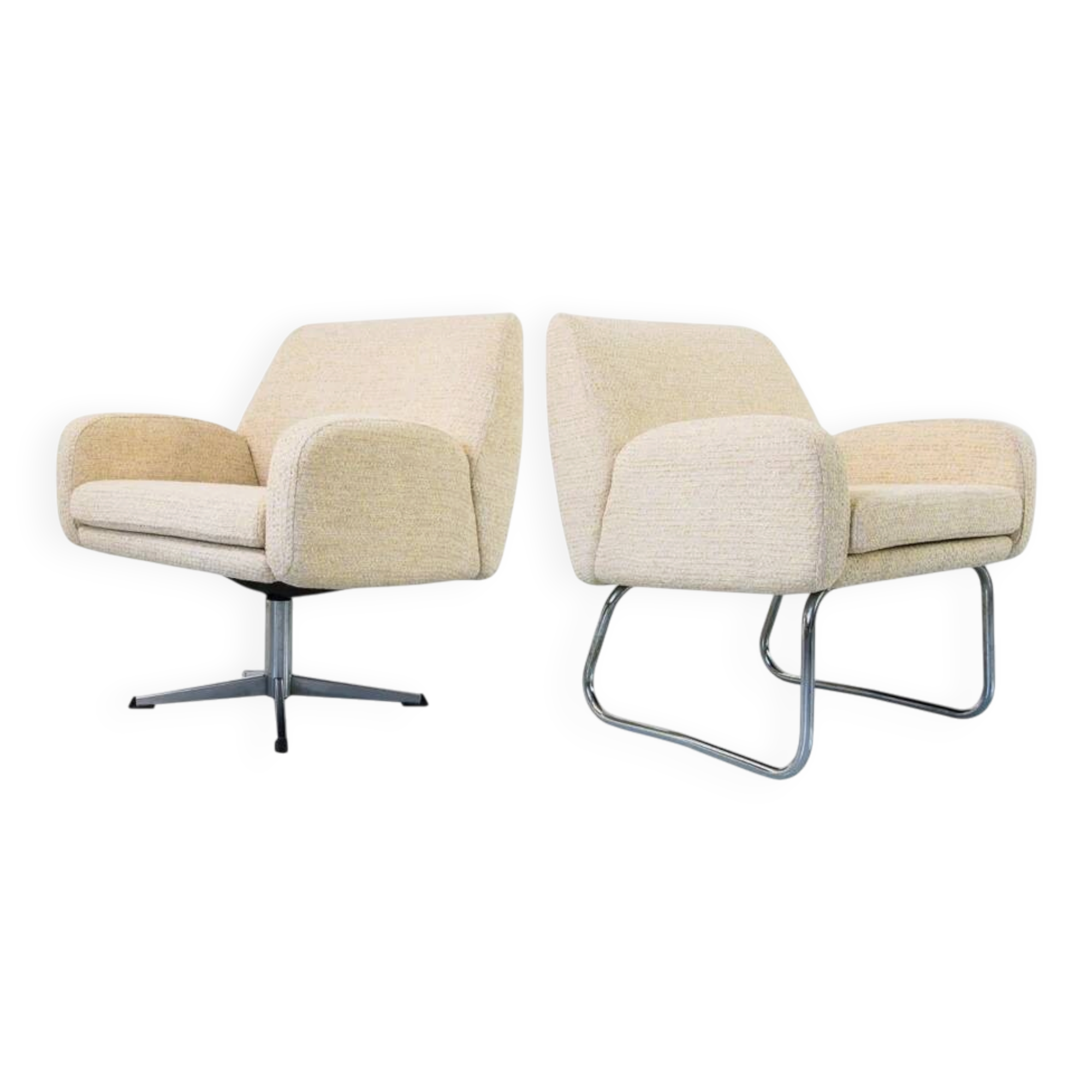 Fauteuils jaunes de l'ère spatiale, Allemagne, années 1970, ensemble de 2