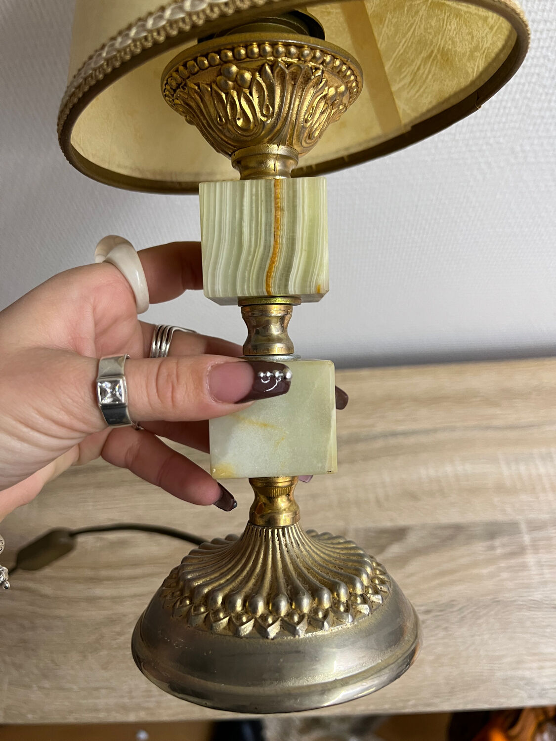 Table lamp - Alabaster cube foot