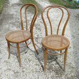Pair of chairs bistrot tanned j & j khon curved wood