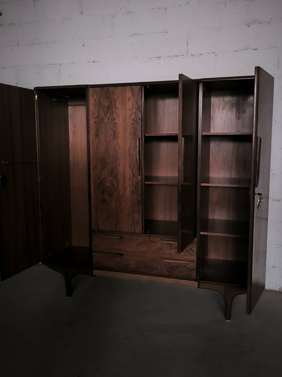 Vintage Scandinavian wardrobe in rosewood