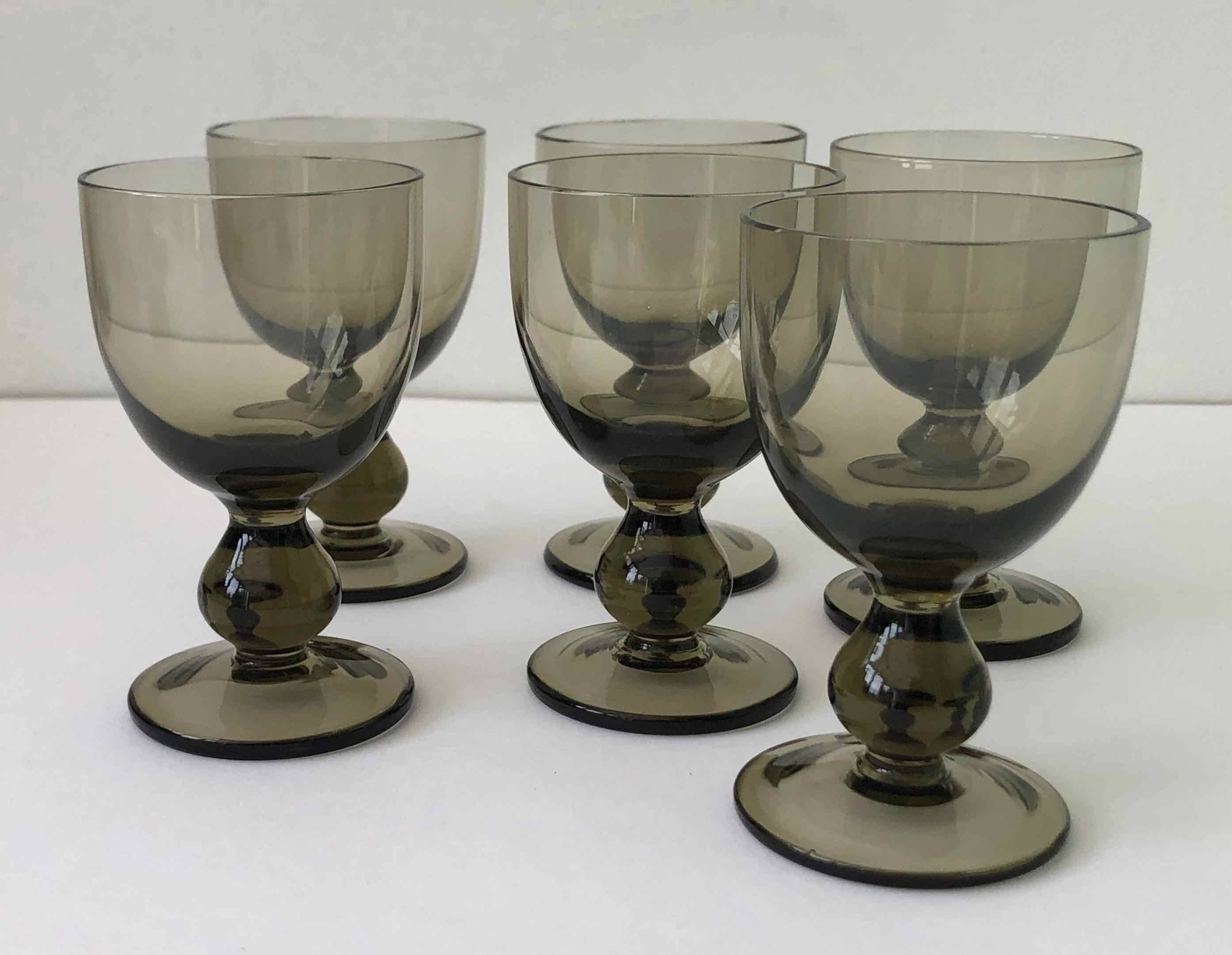 6 blown glass glasses and carafe 1960