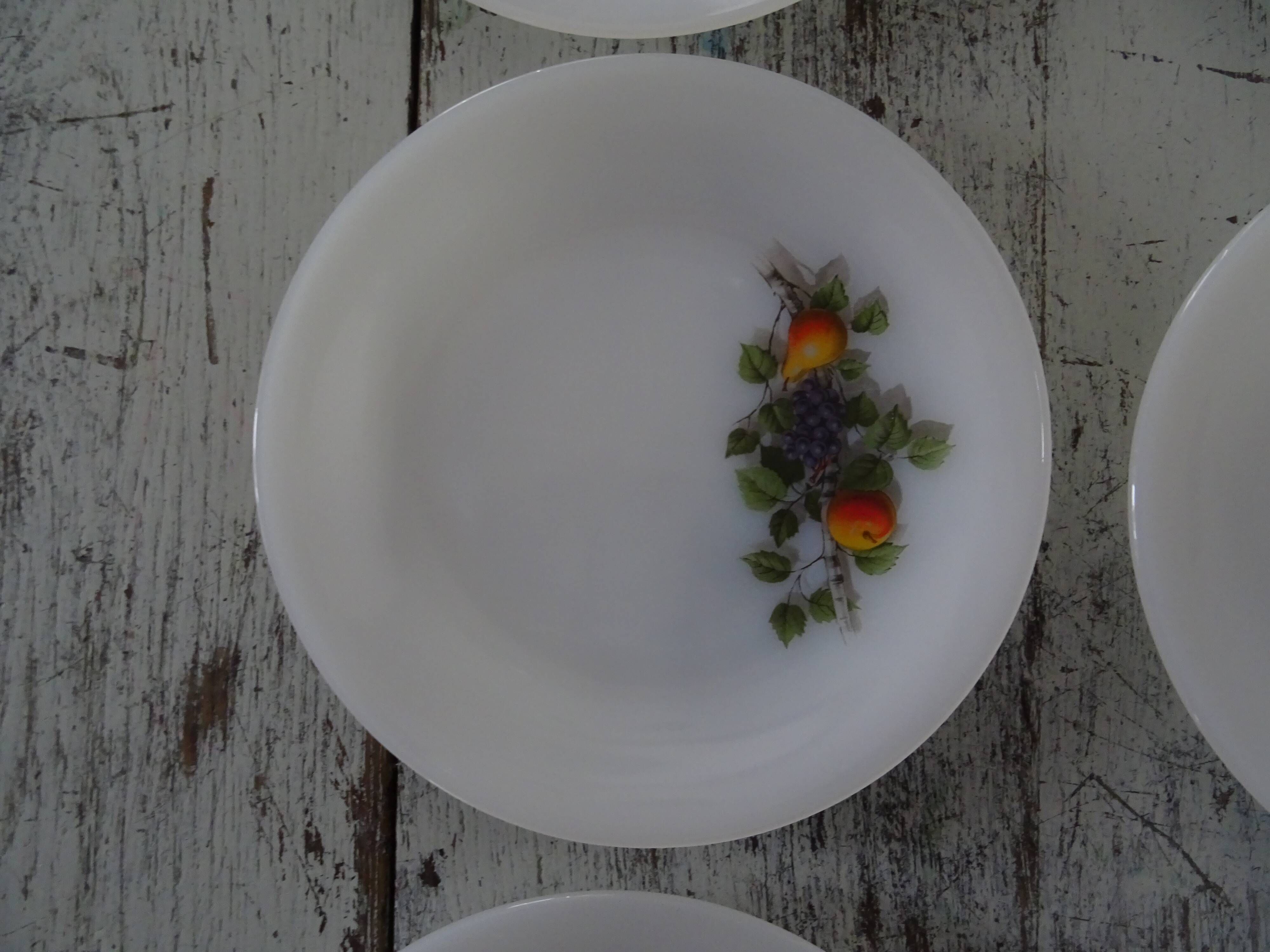 6 Dessert plates Arcopal model Fruits de France apple pear vintage grape
