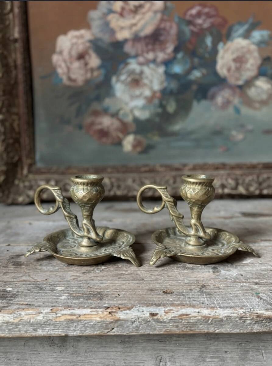 Pair of brass candlesticks