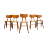 Lot de 5 chaises tout bois éditées par Ton 1960