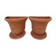 Duo of decorated terracotta wall flowerpots
