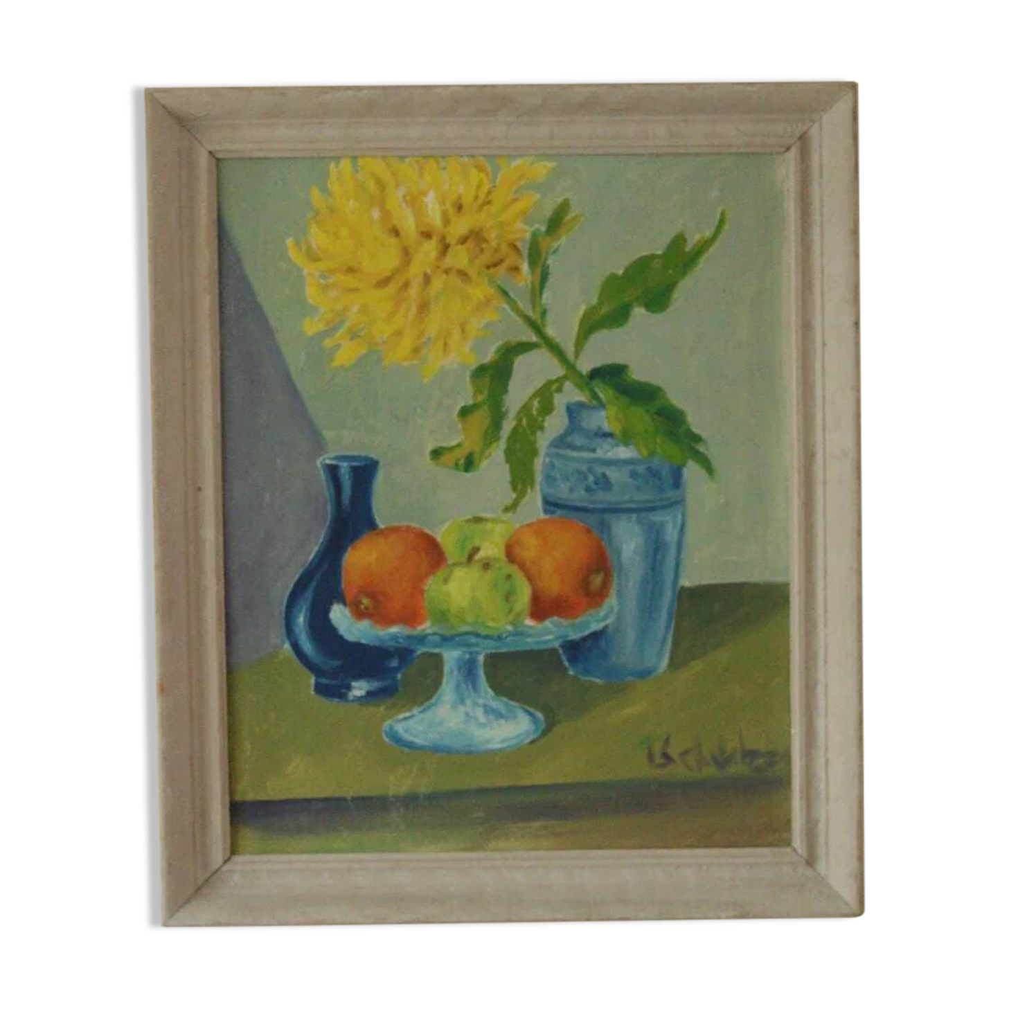 Still life: Fruits and yellow flower (attributed to Schultzer)