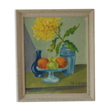 Still life: Fruits and yellow flower (attributed to Schultzer)