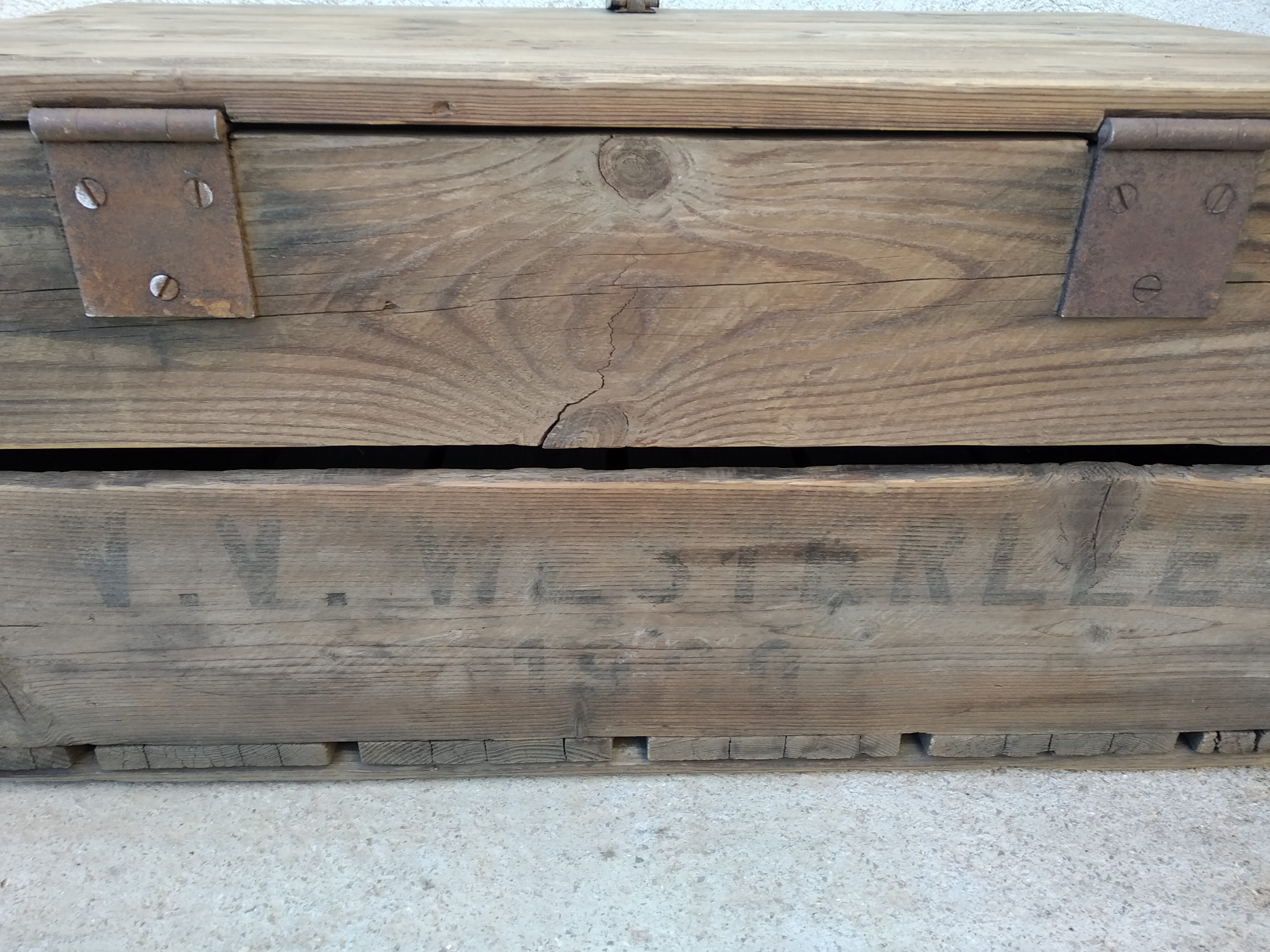Old wooden box marked V.V Westerlee 1960