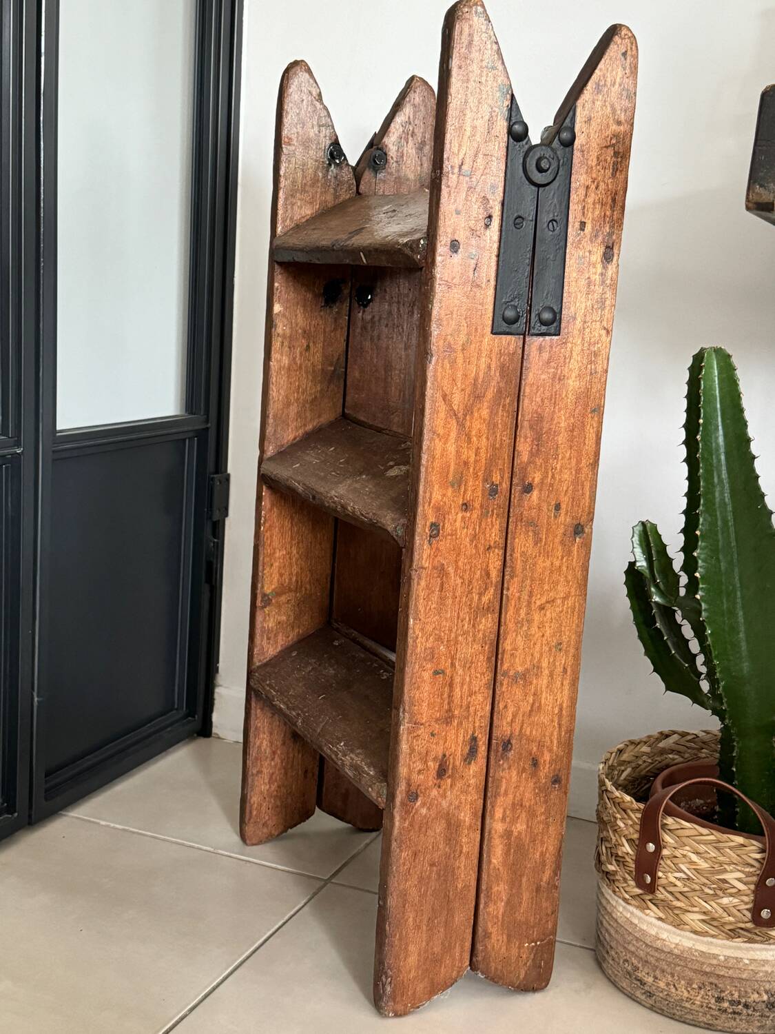 Old vintage wooden stepladder
