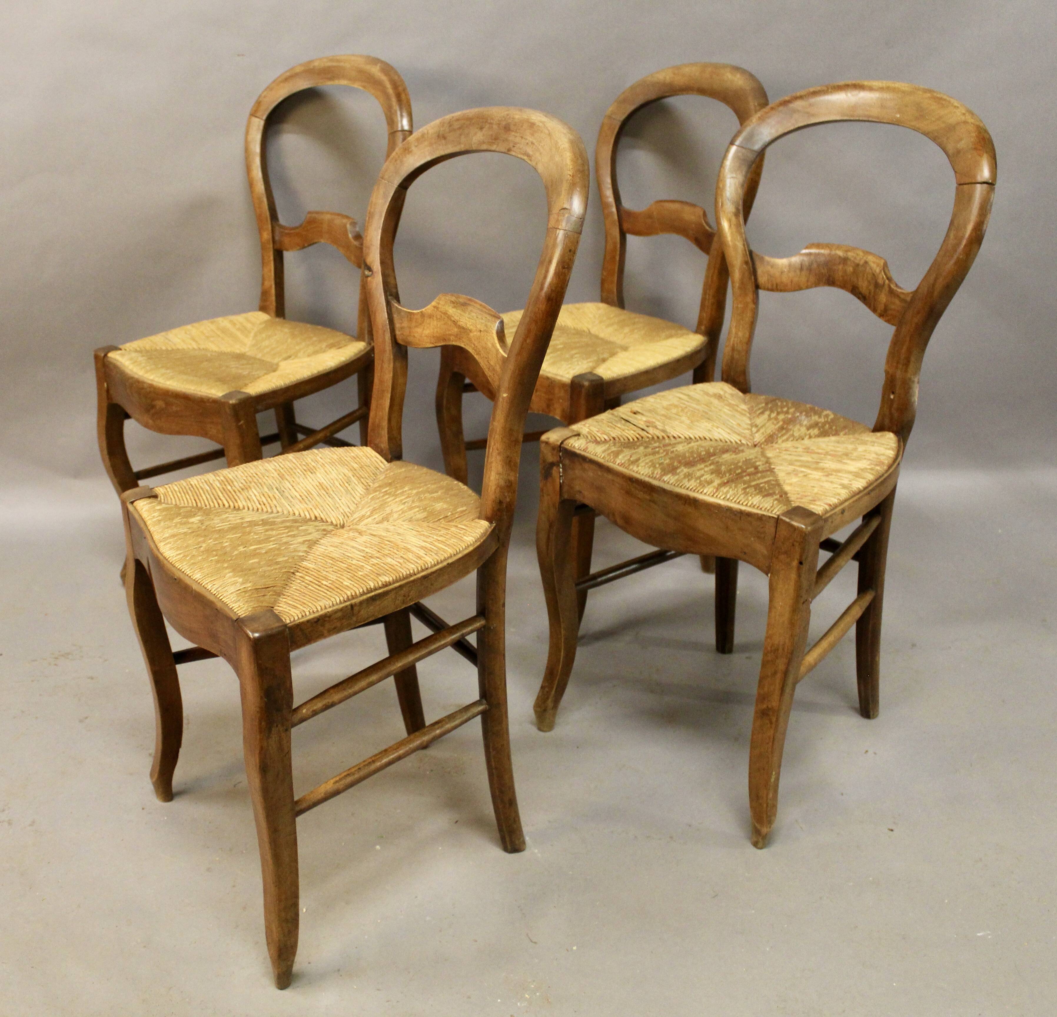 Set of 4 Louis Philippe straw chairs