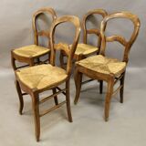 Set of 4 Louis Philippe straw chairs