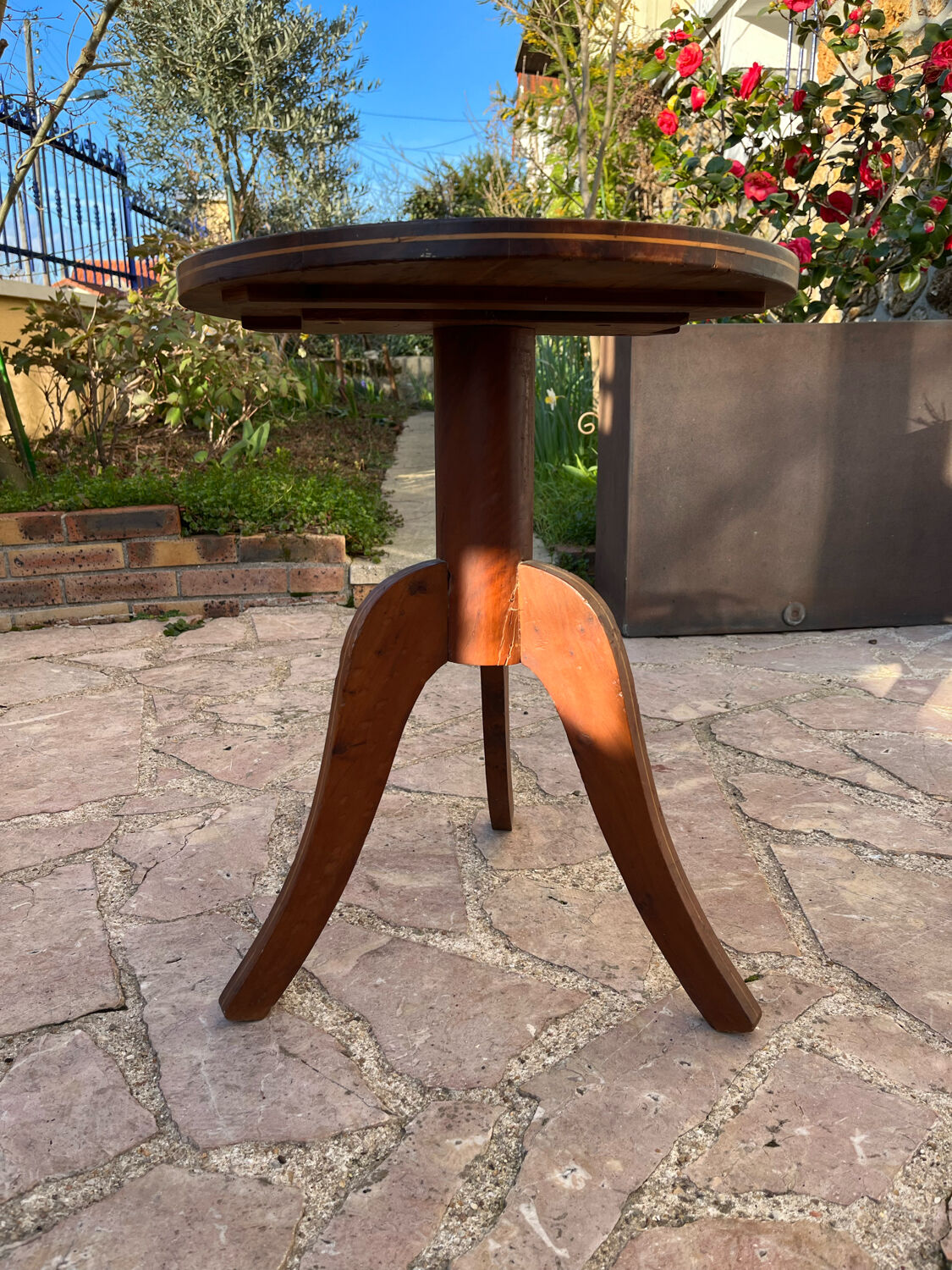 Old inlaid pedestal table