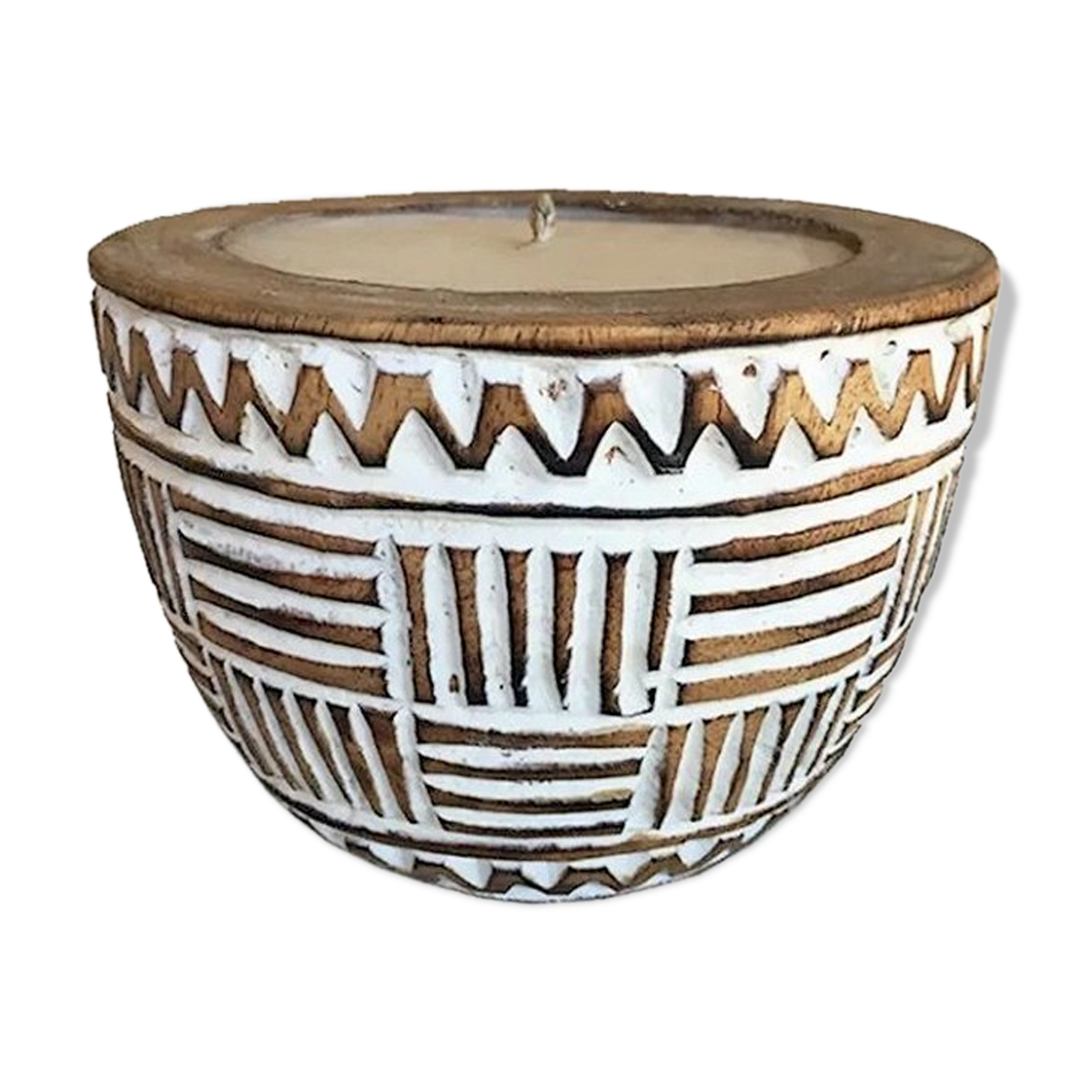 Carved wooden candle