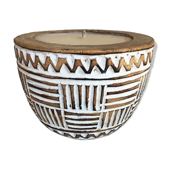 Carved wooden candle holder