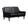 Danish 2 seater black leather sofa, 1960s