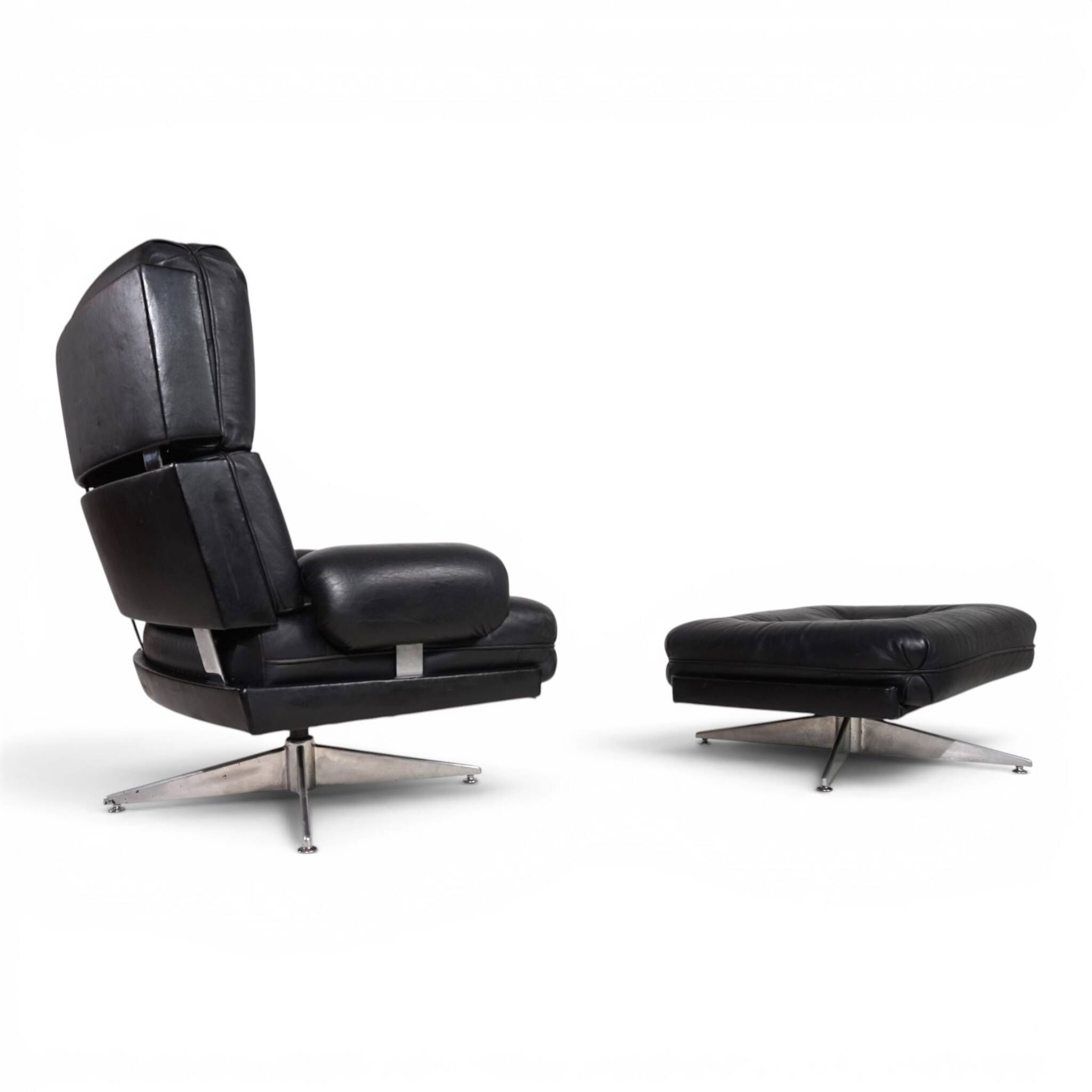 Howard Keith Kohinoor Leather Armchair with Ottoman for HK Furniture, 1970