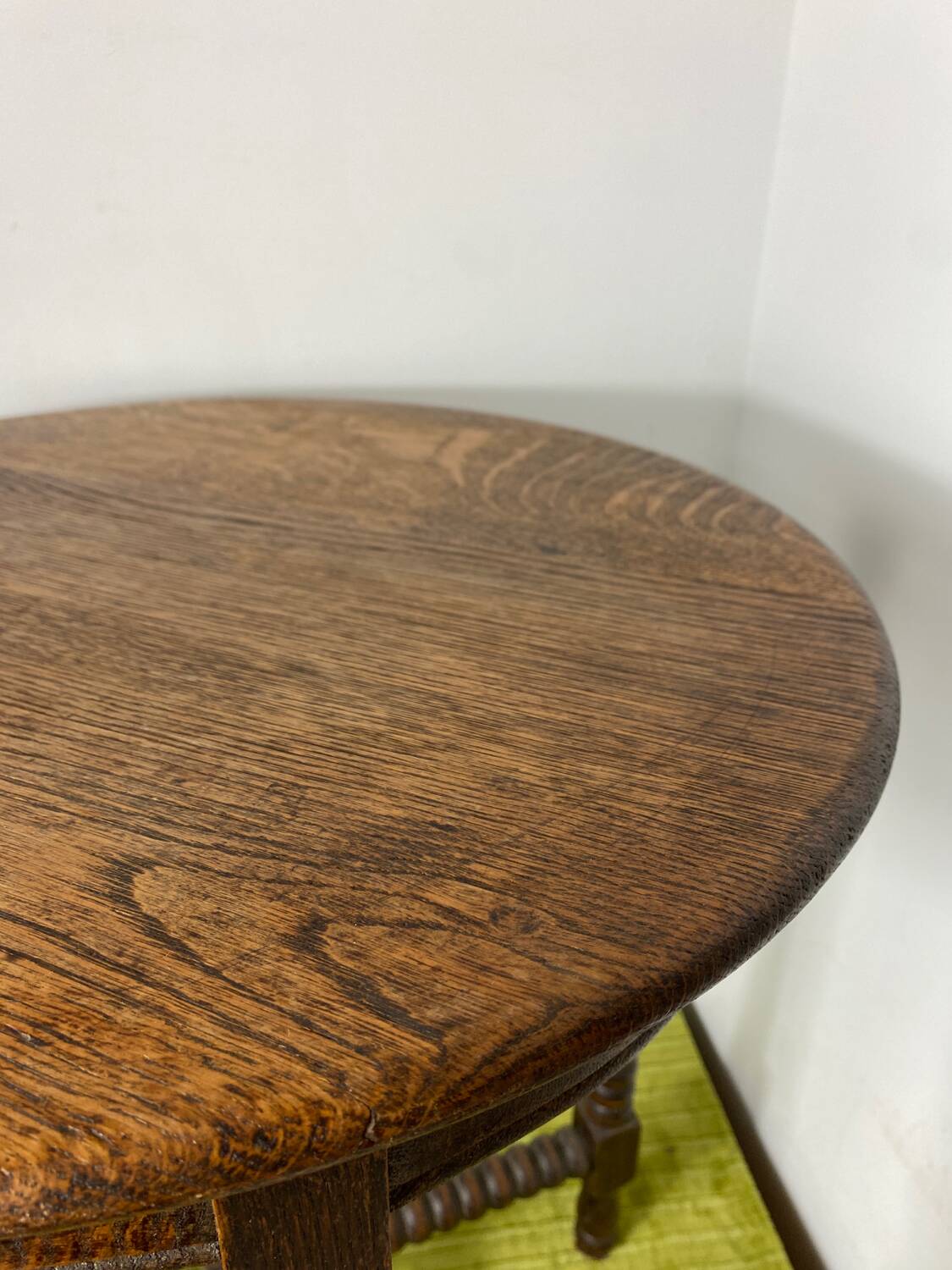 Round turned wood side table