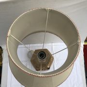 Former ceramic potiche lamp base wood - abat-day vintage beige fabric