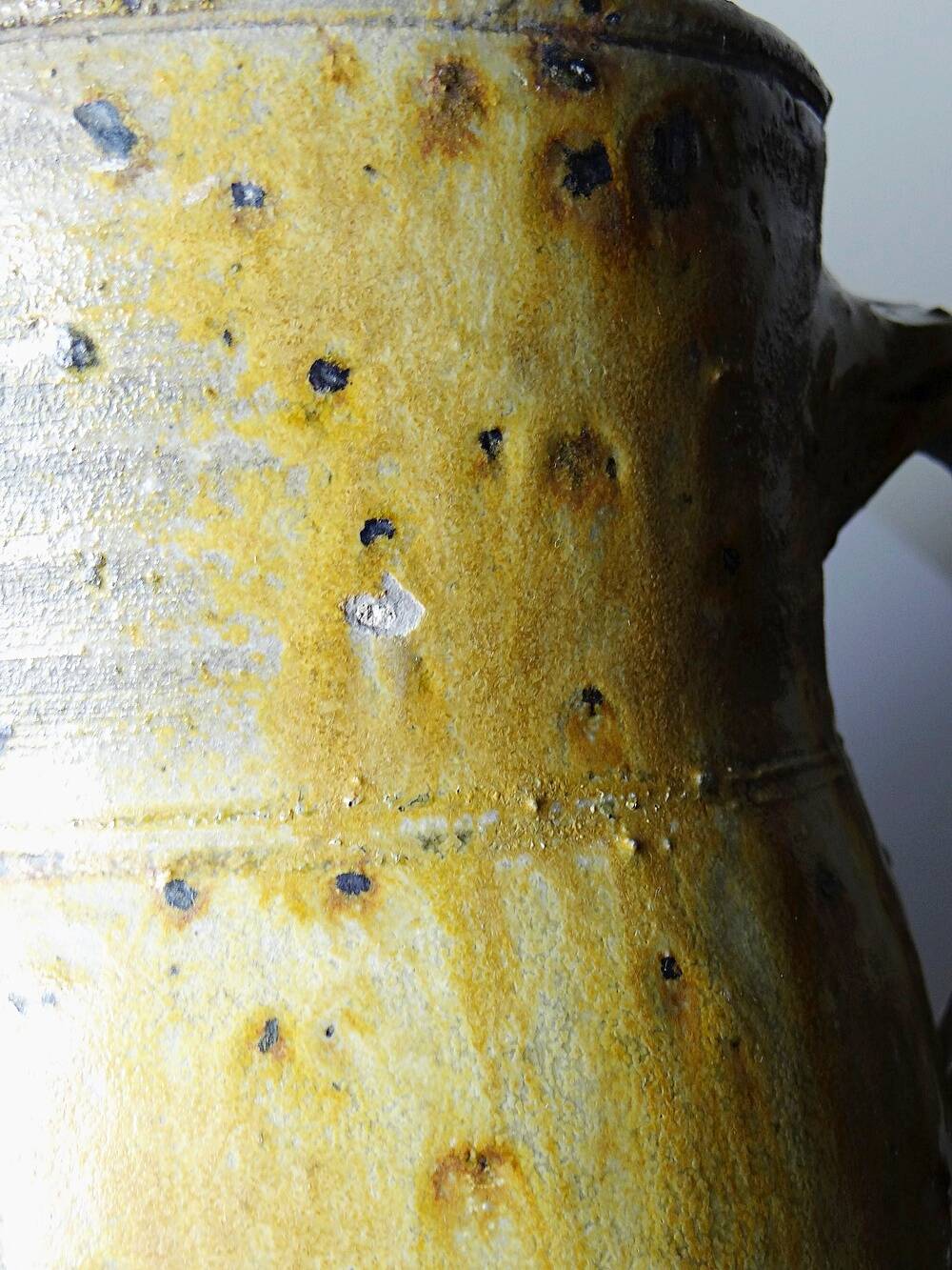 Large antique stoneware jug from Puisaye, pyritic, late 19th century.
