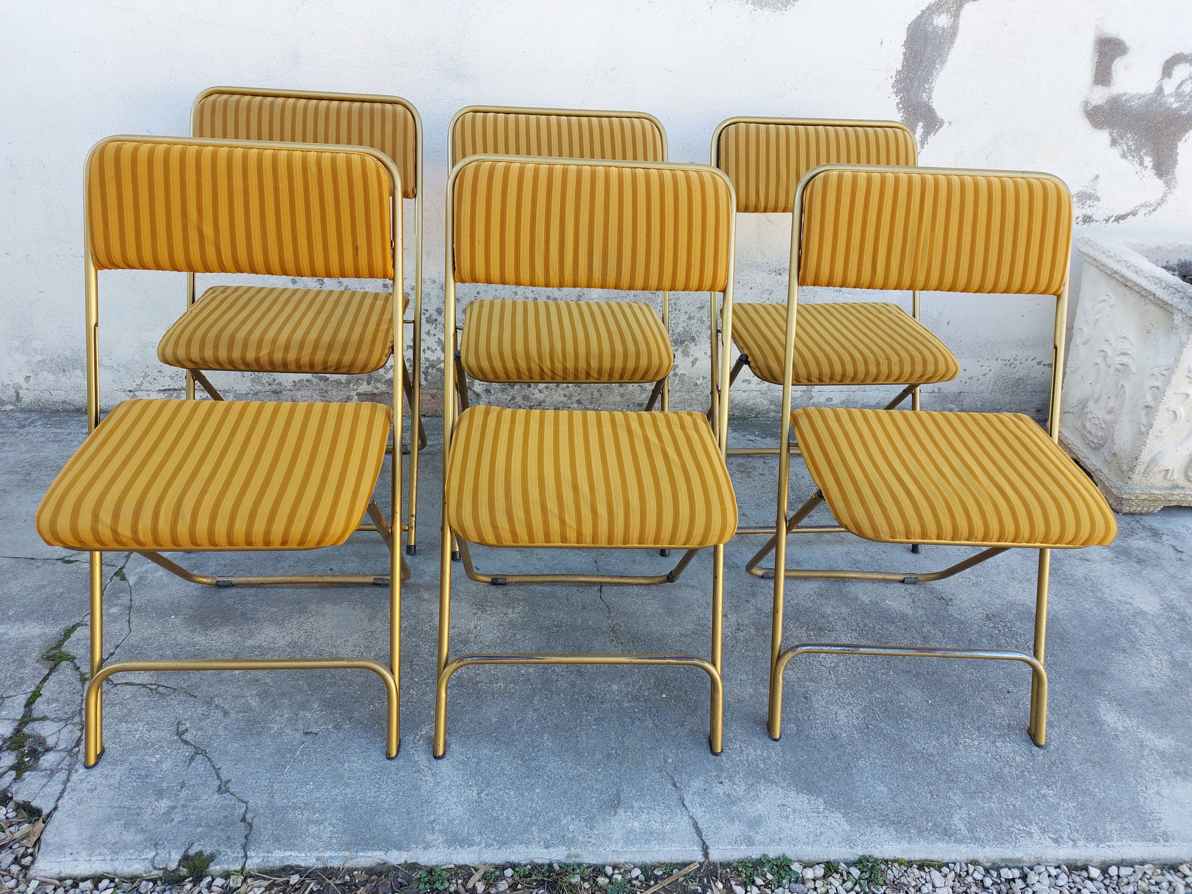 6 folding chairs Lafuma vintage 1970