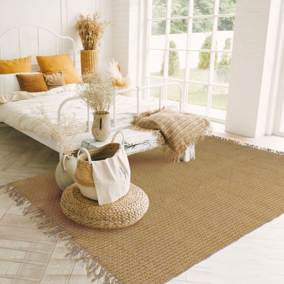 Carpet in jute and yellow cotton 160 x 230 cm