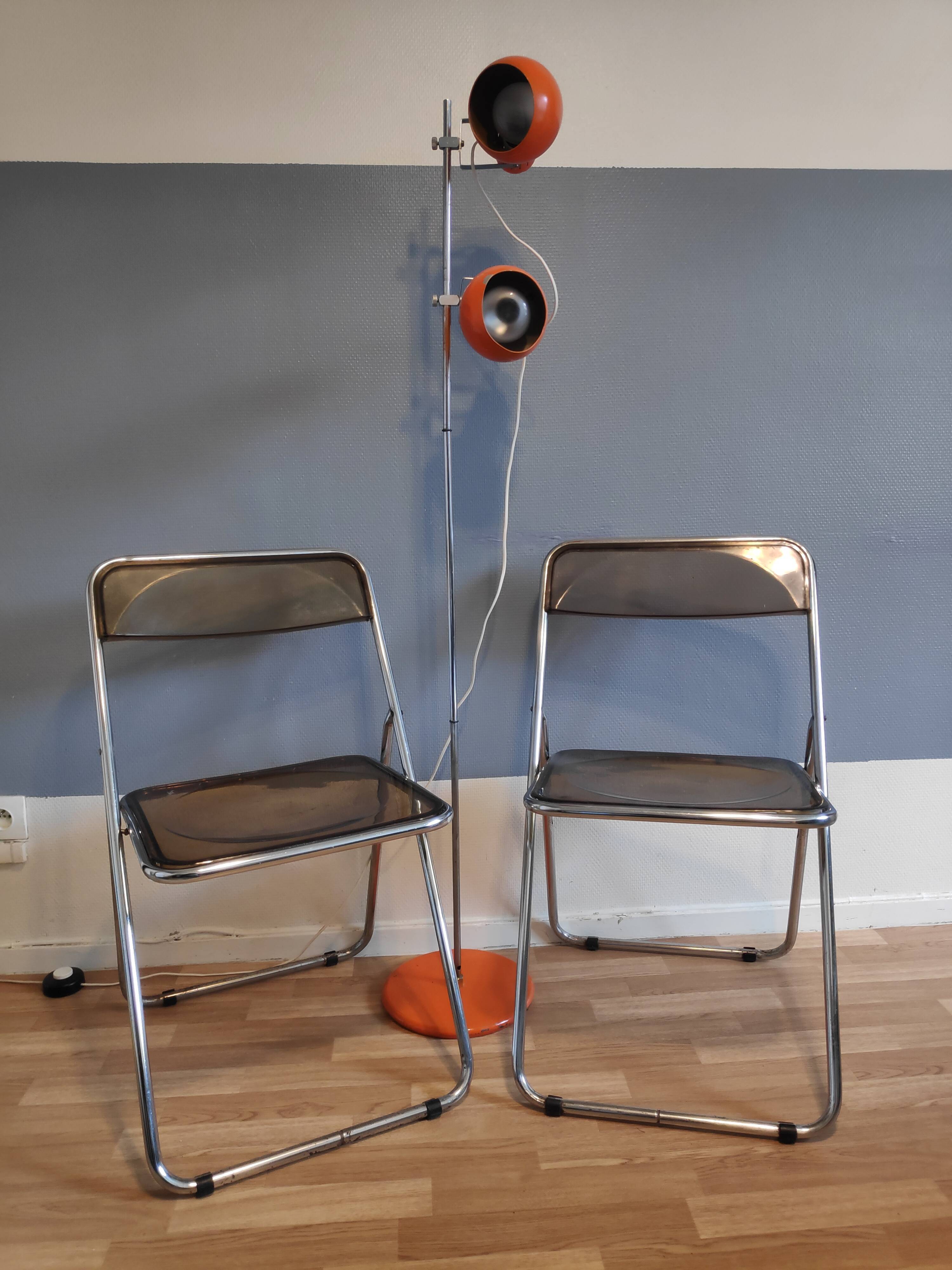 Plexi folding chairs smoked brown and chrome metal structure